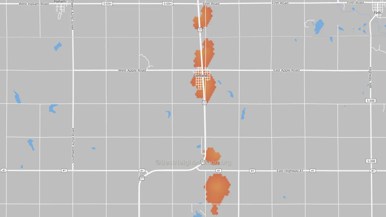 Bike Grade map of Cortland, NE