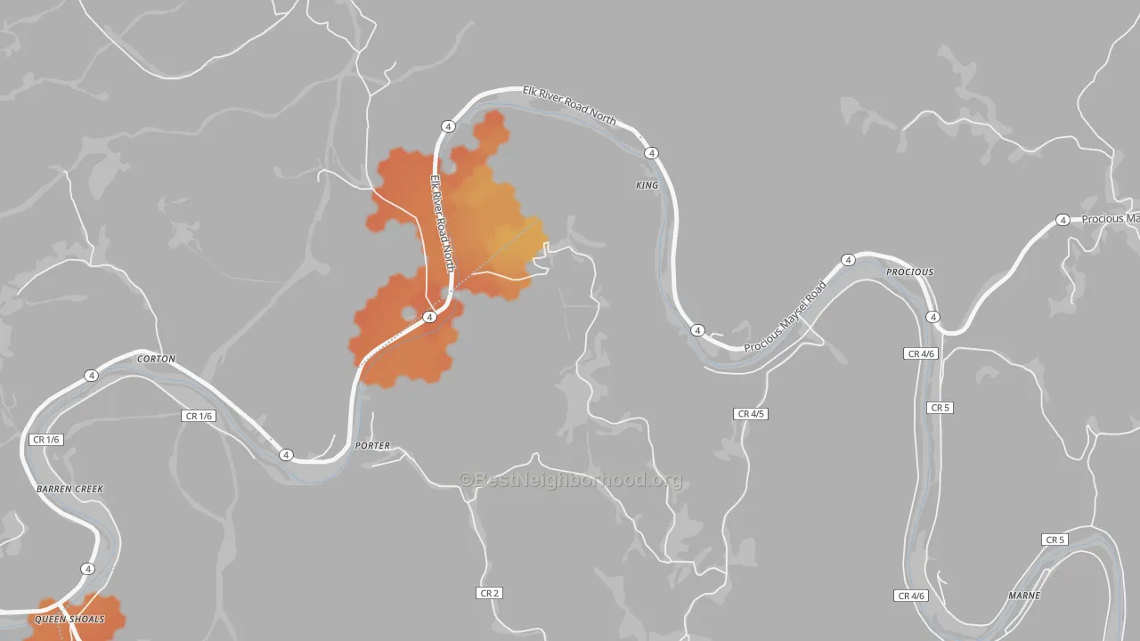 Bike Grade map of Corton, WV