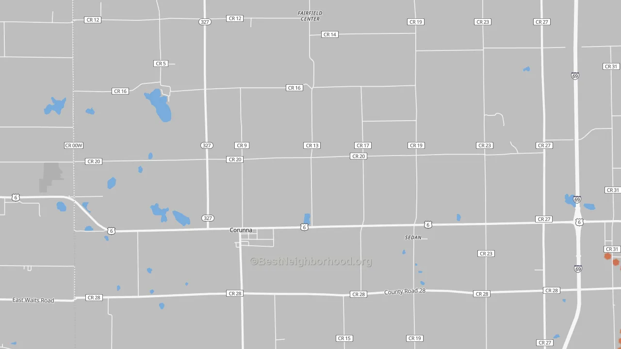 Bike Grade map of Corunna, IN