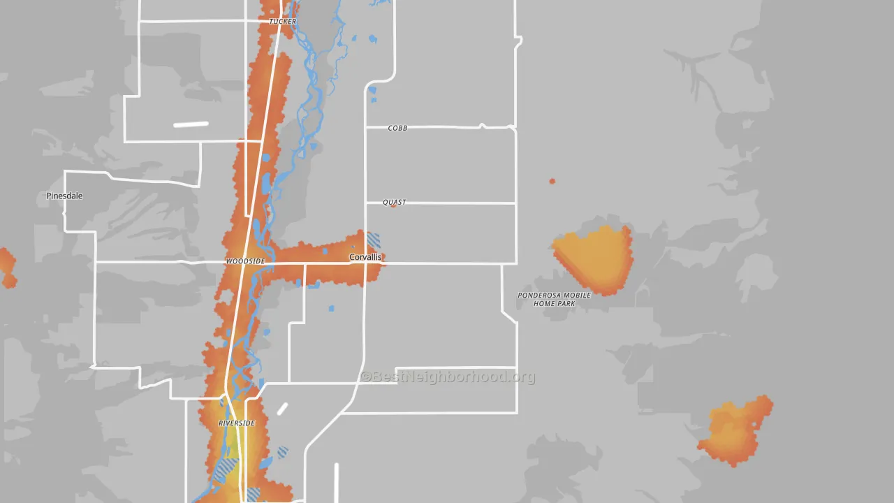 Bike Grade map of Corvallis, MT
