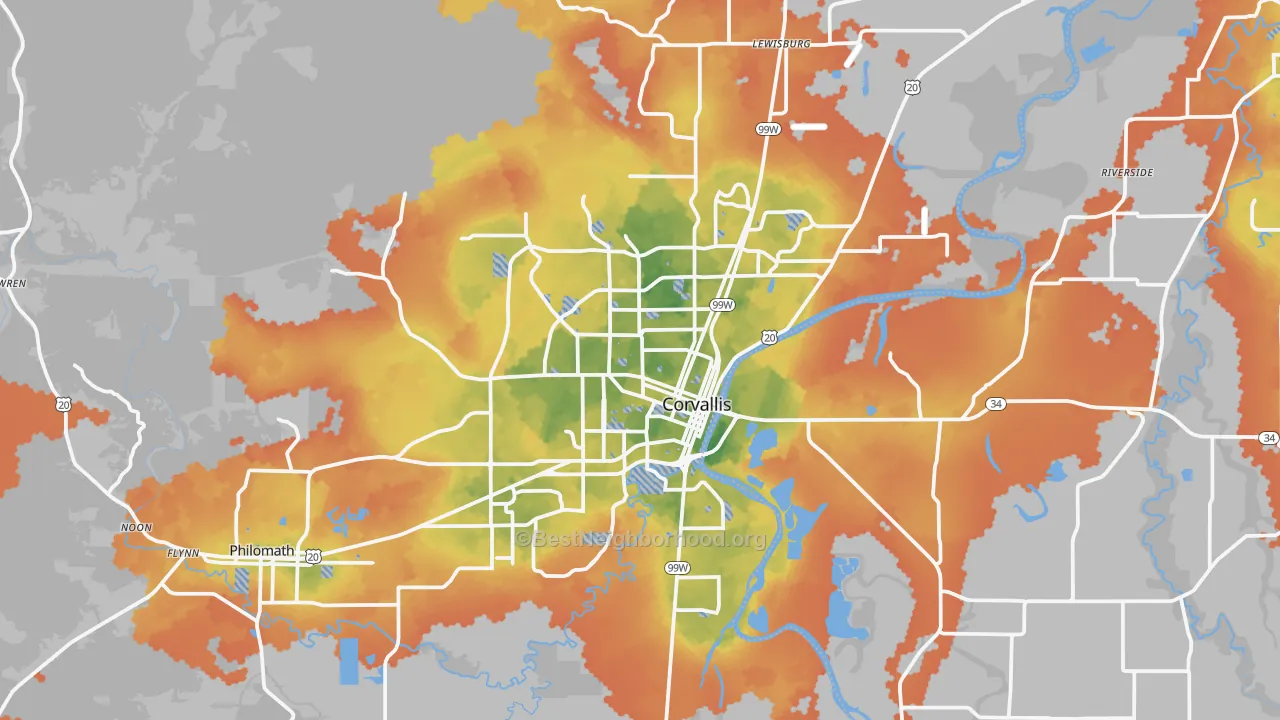 Bike Grade map of Corvallis, OR