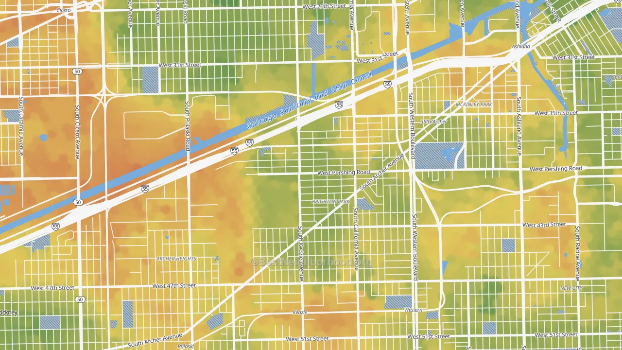 Bike Grade map of Corwith, Chicago, IL
