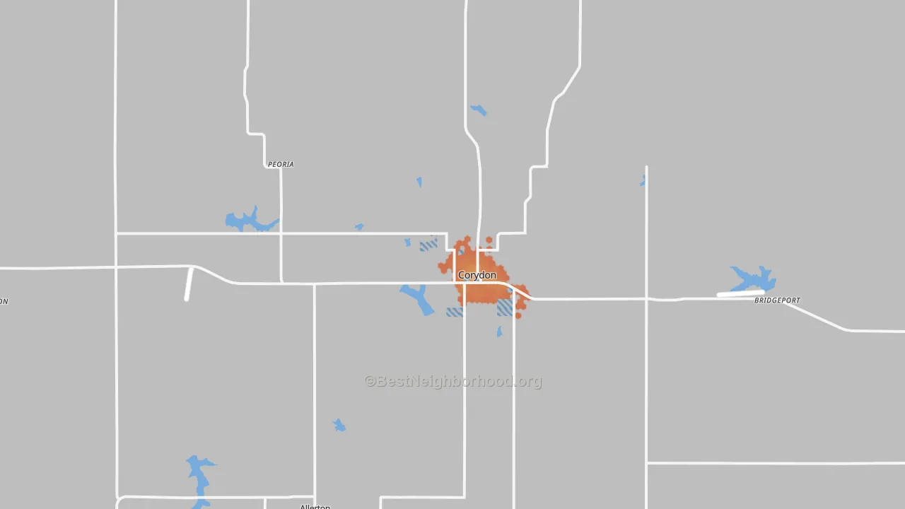 Bike Grade map of Corydon, IA