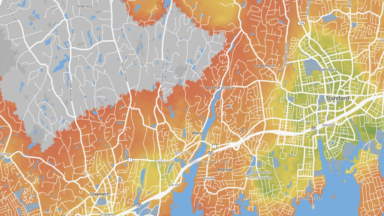 Bike Grade map of Cos Cob, CT