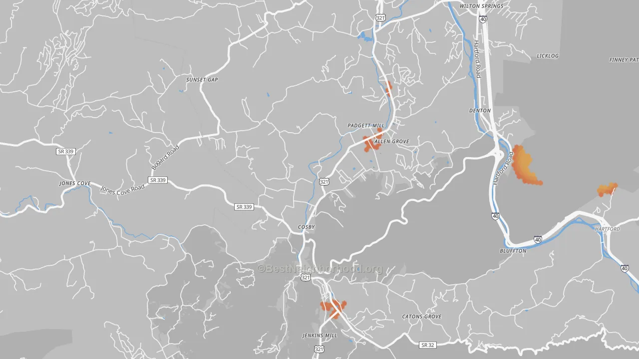Bike Grade map of Cosby, TN