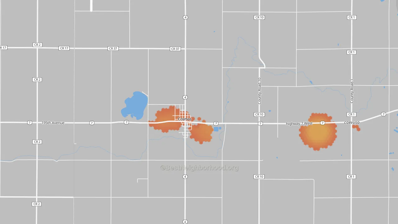 Bike Grade map of Cosmos, MN