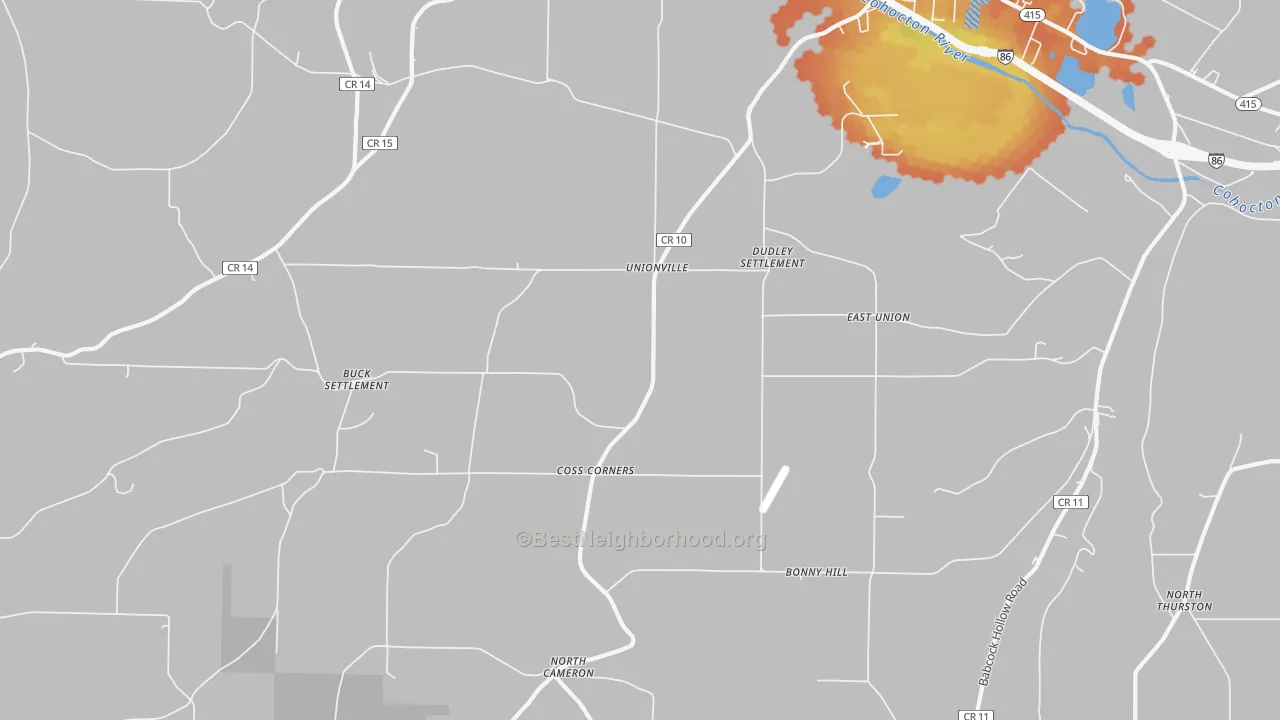Bike Grade map of Coss Corners, NY