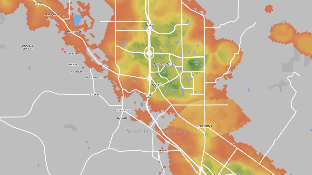 Bike Grade map of Cotati, CA