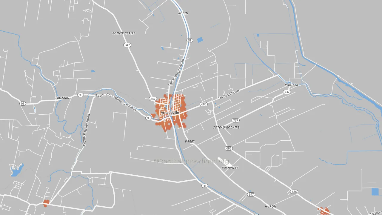 Bike Grade map of Coteau Rodaire, LA