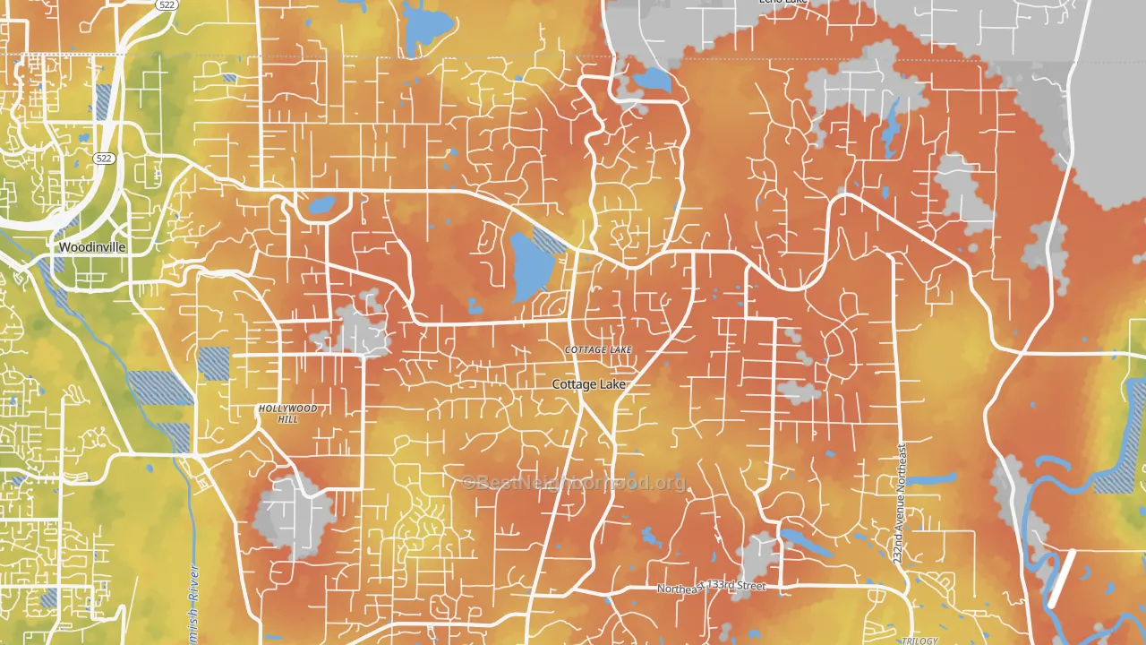 Bike Grade map of Cottage Lake, WA