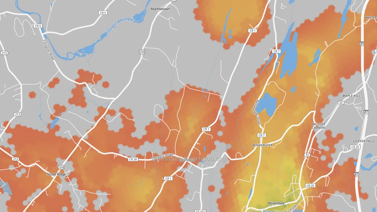 Bike Grade map of Cottekill, NY