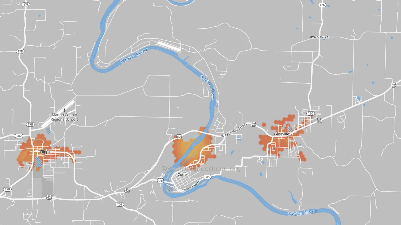 Bike Grade map of Cotter, AR
