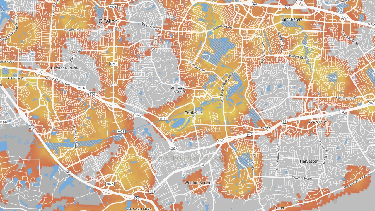 Bike Grade map of Cottleville, MO