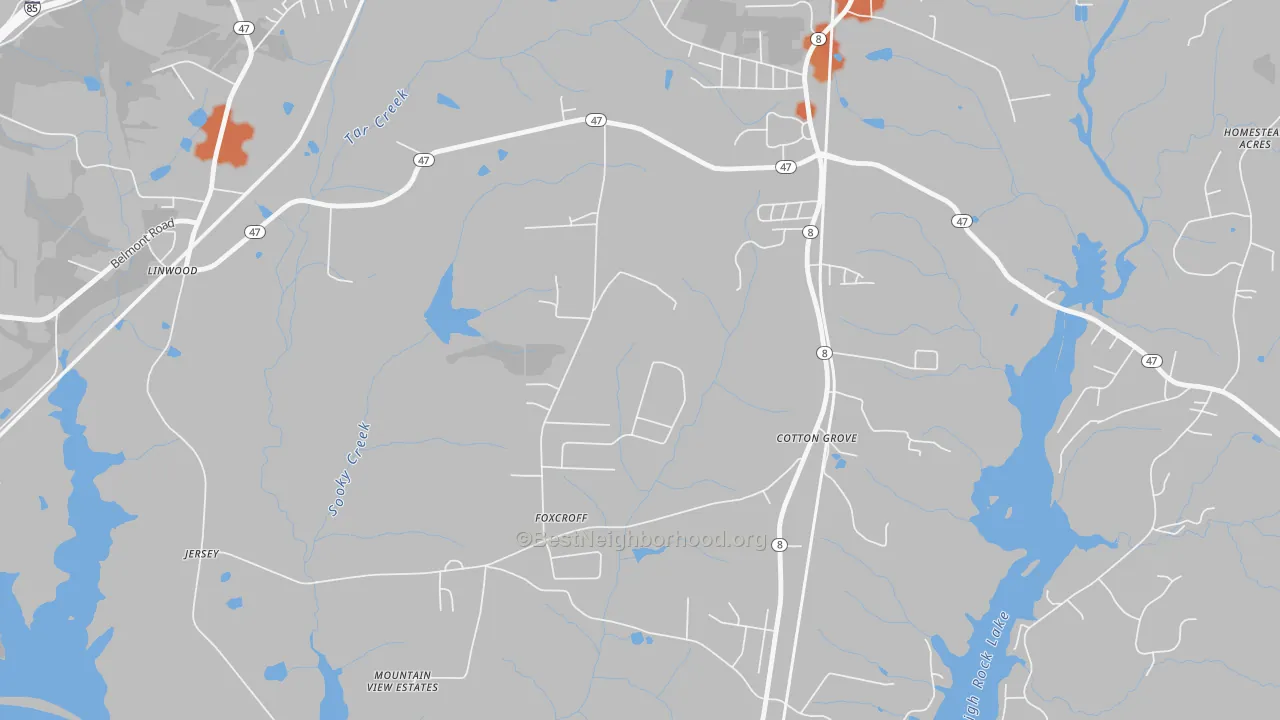 Bike Grade map of Cotton Grove, NC