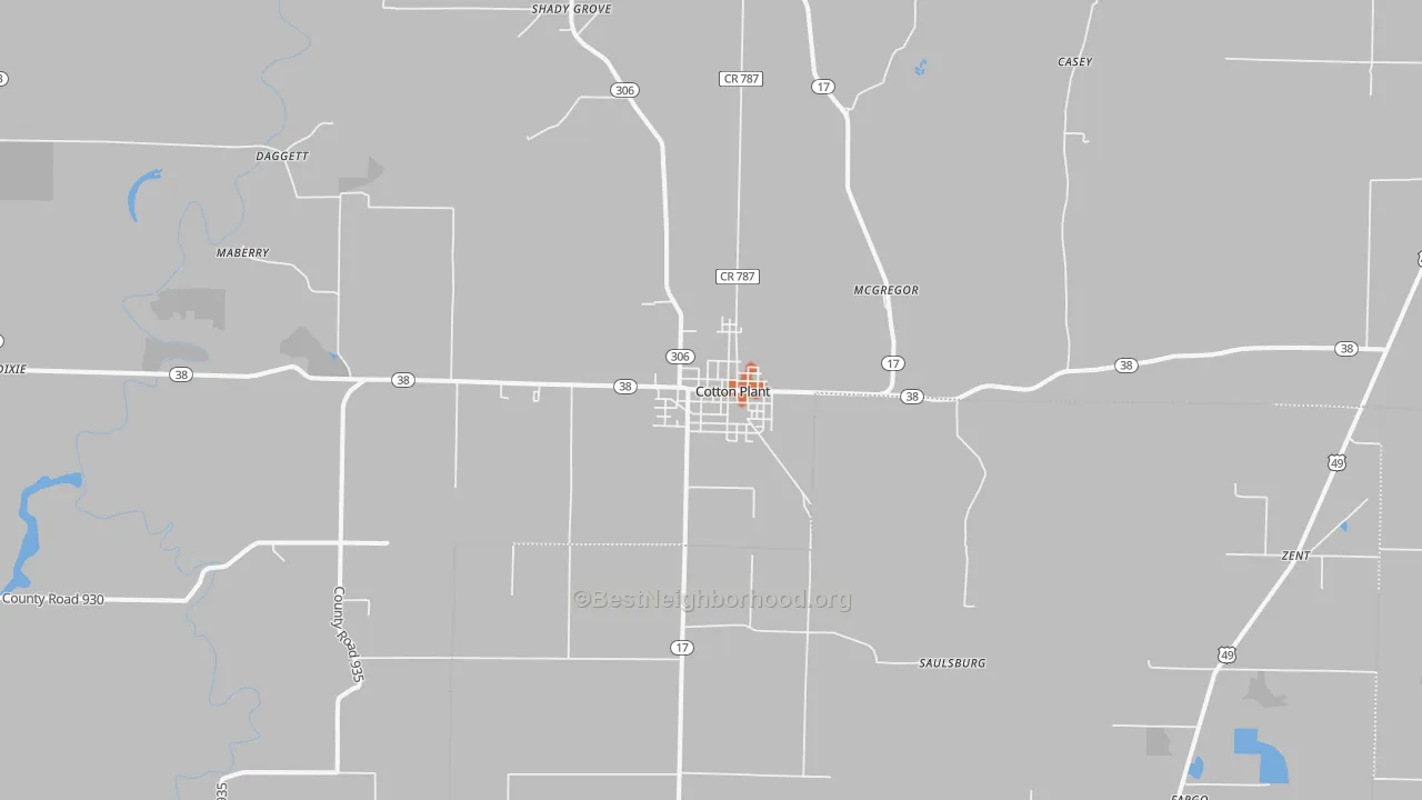 Bike Grade map of Cotton Plant, AR