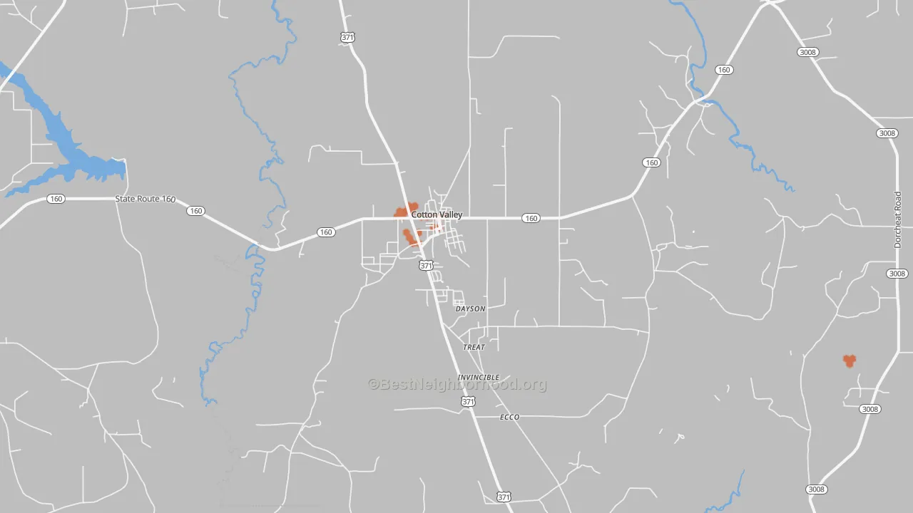 Bike Grade map of Cotton Valley, LA