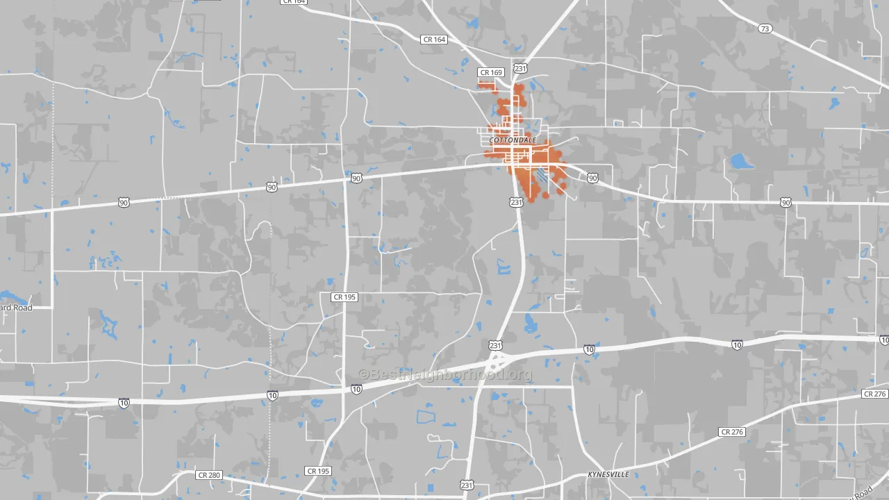 Bike Grade map of Cottondale, FL