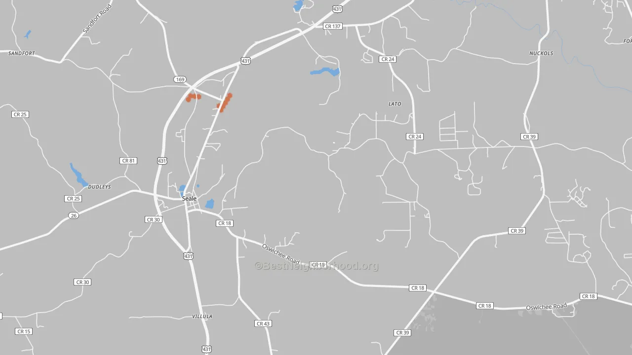 Bike Grade map of Cottonton, AL