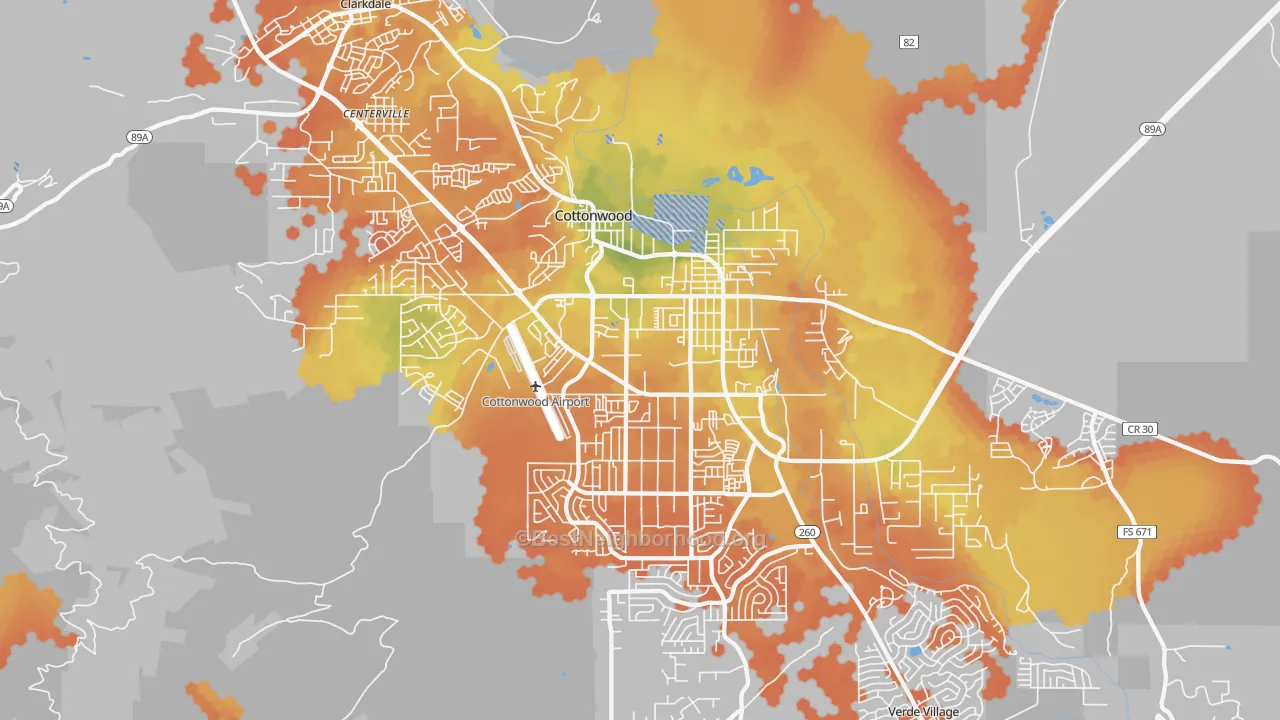 Bike Grade map of Cottonwood, AZ