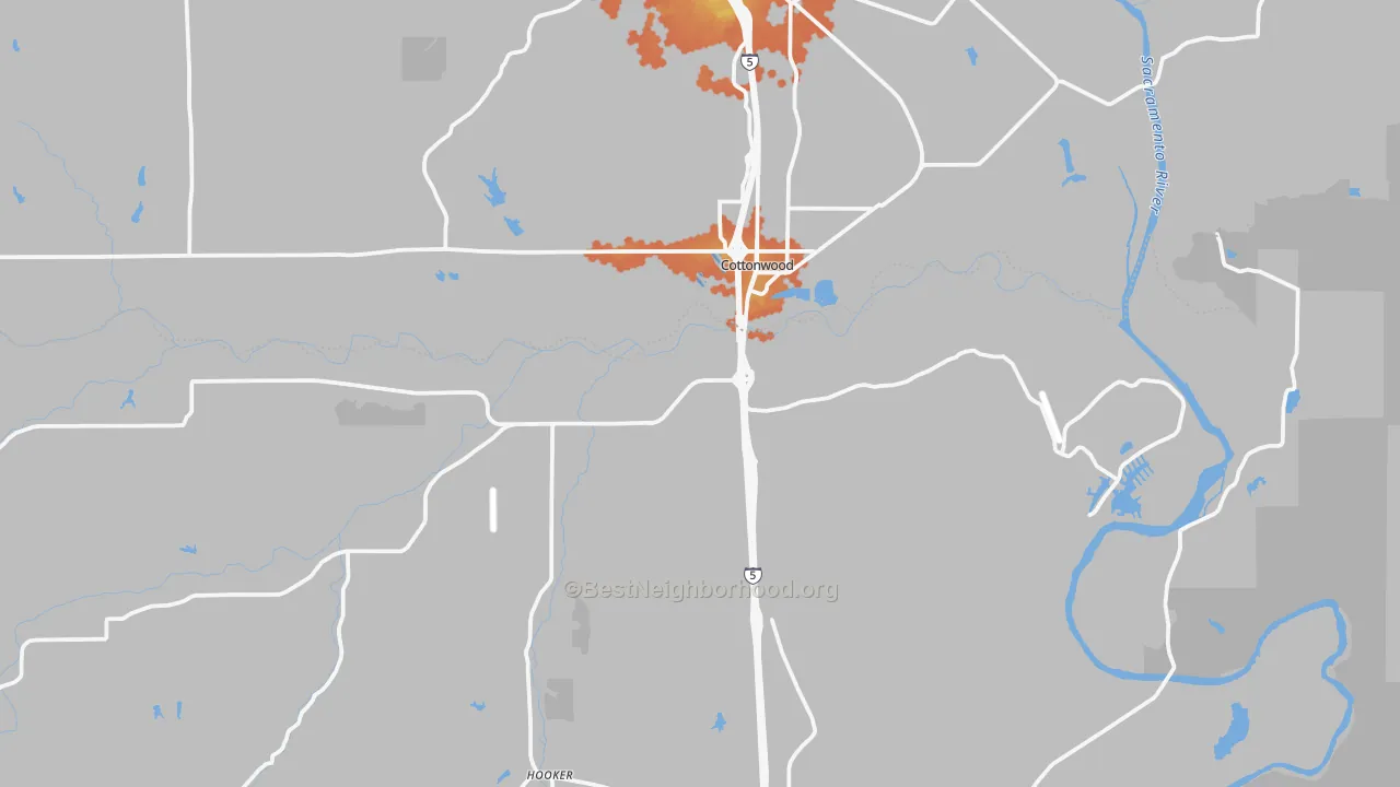 Bike Grade map of Cottonwood, CA