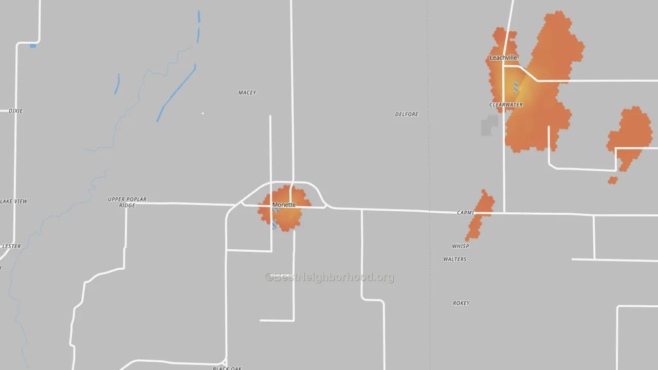 Bike Grade map of Cottonwood Corner, AR