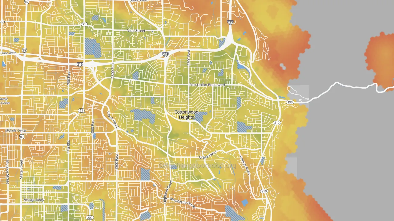 Bike Grade map of Cottonwood Heights, UT