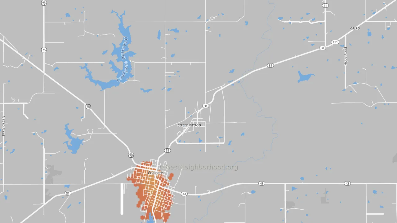 Bike Grade map of Cottonwood, OK