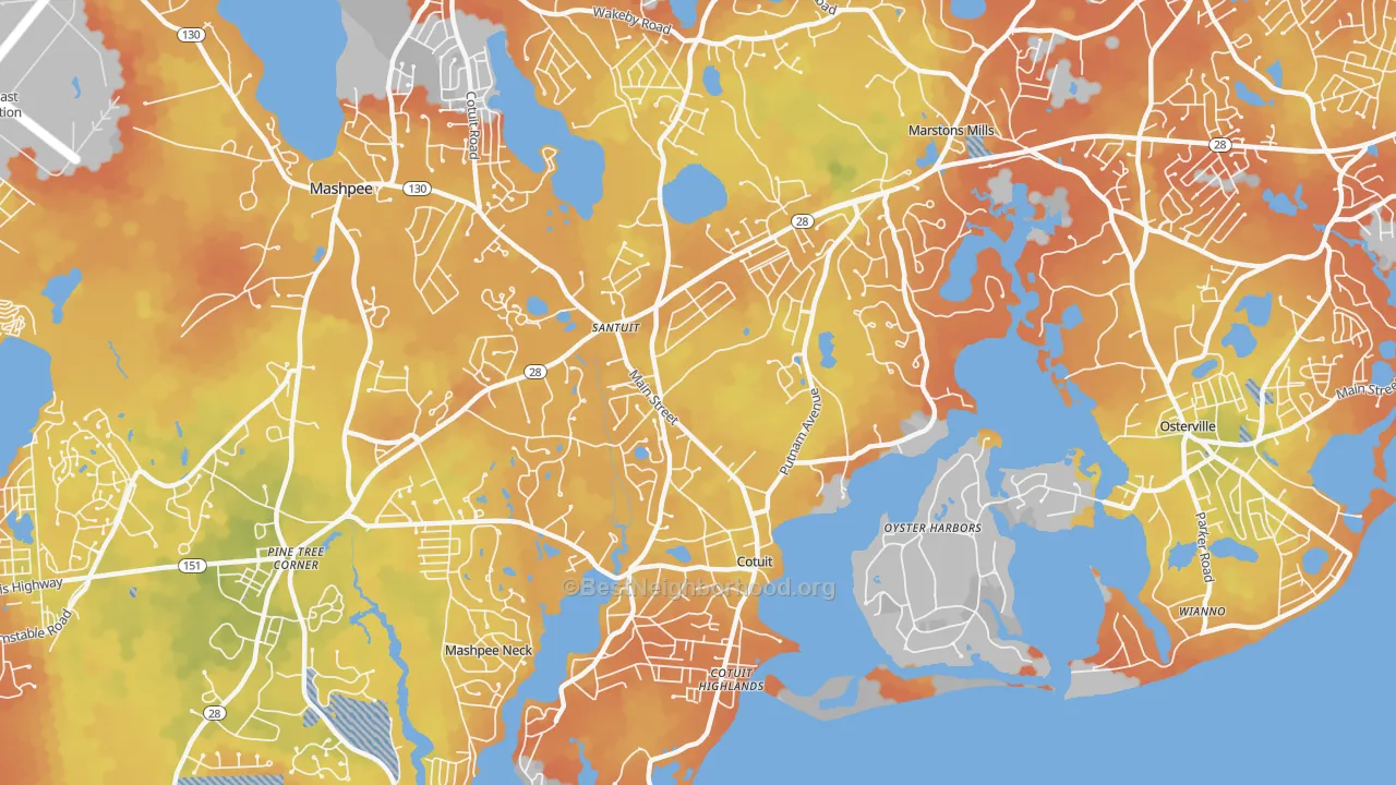 Bike Grade map of Cotuit, MA