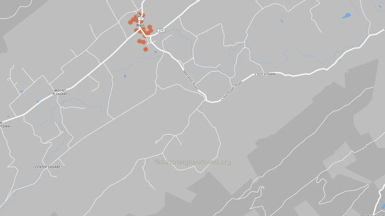 Bike Grade map of Couchtown, PA