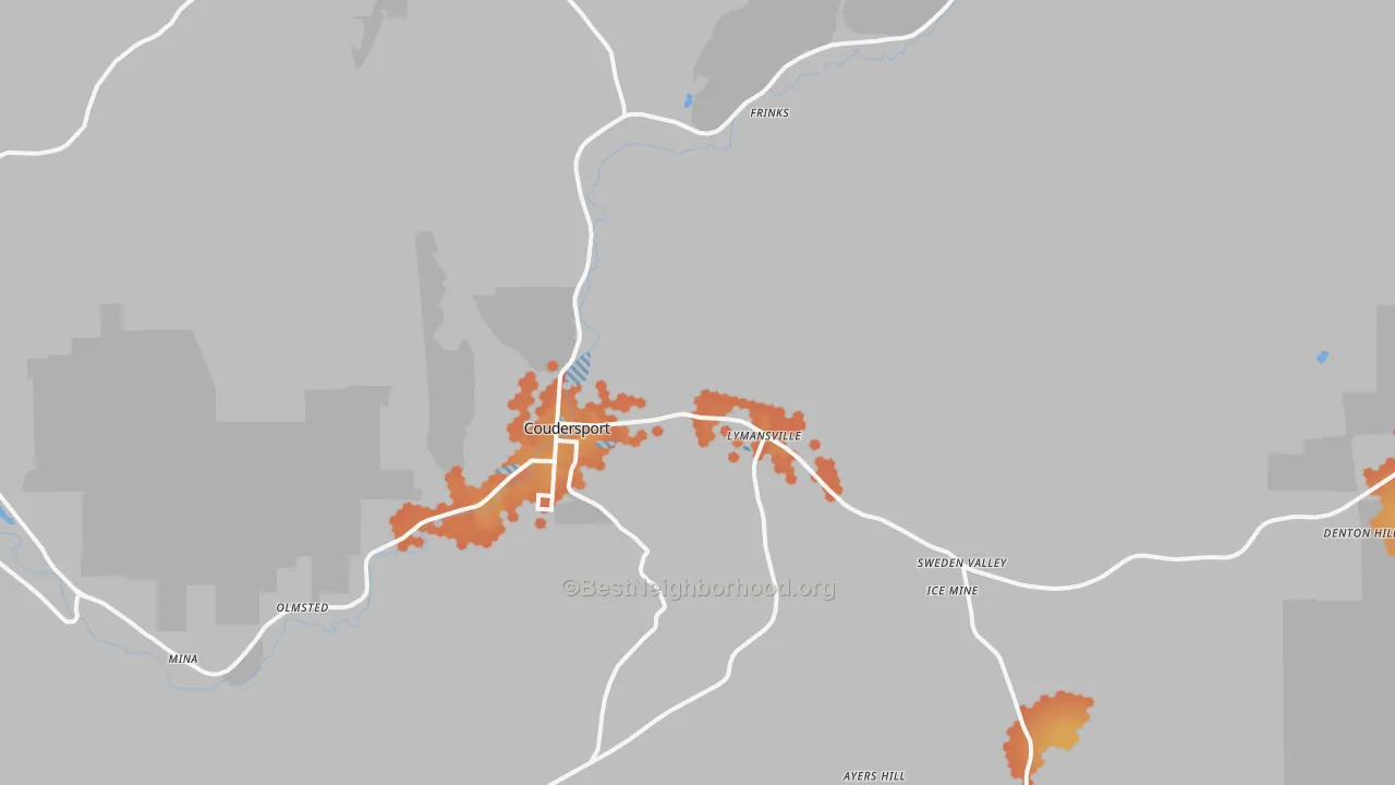 Bike Grade map of Coudersport, PA