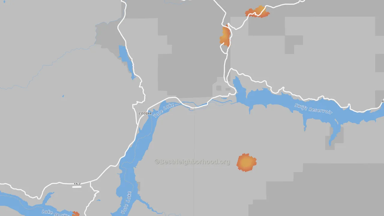Bike Grade map of Cougar, WA