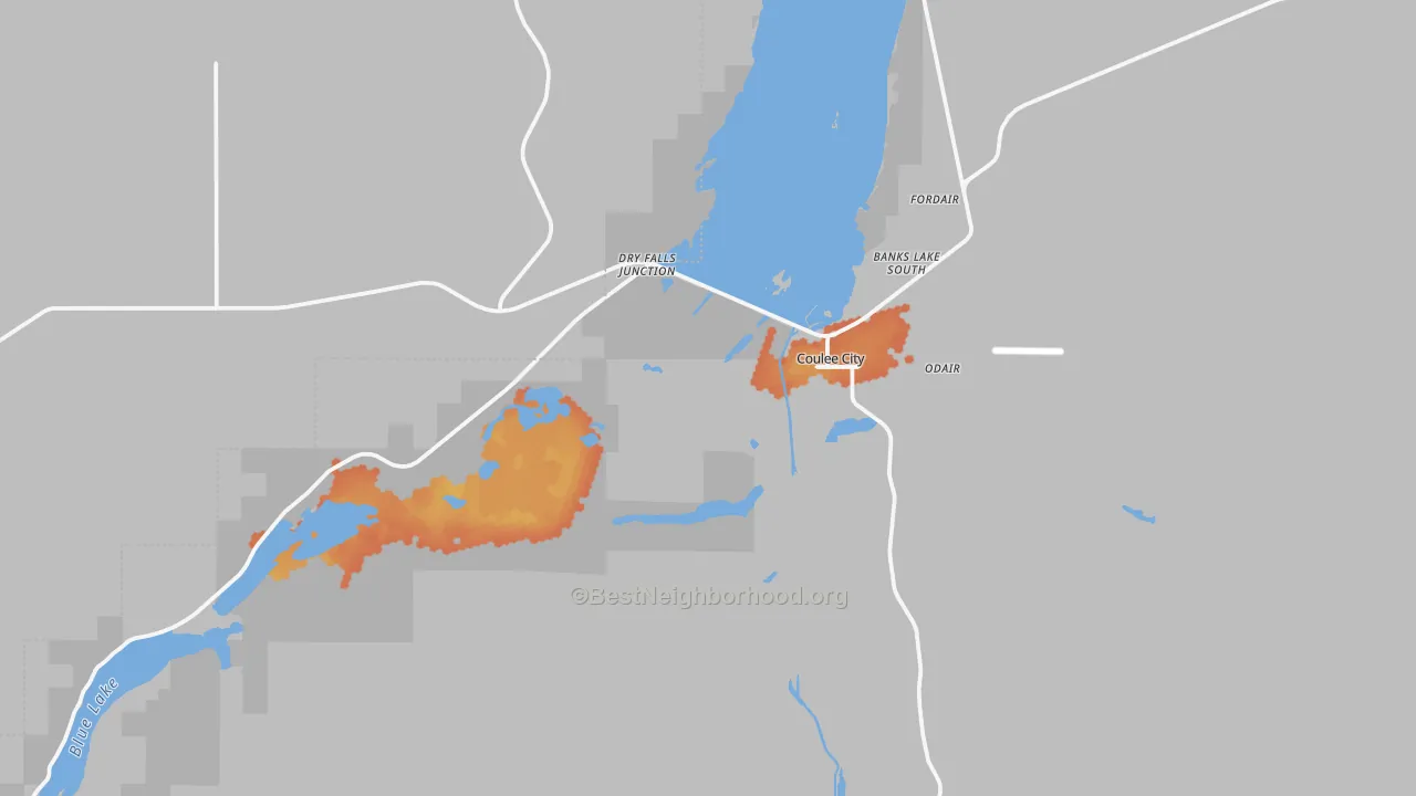 Bike Grade map of Coulee City, WA