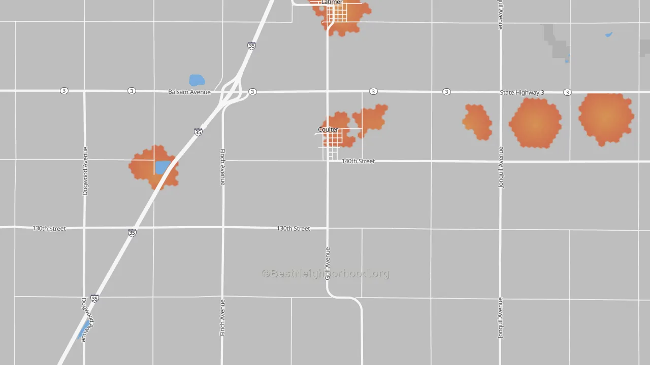 Bike Grade map of Coulter, IA