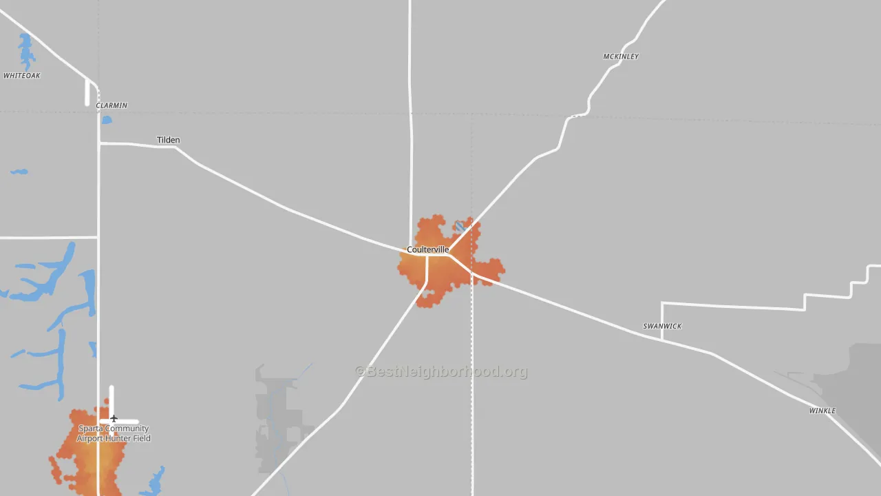 Bike Grade map of Coulterville, IL