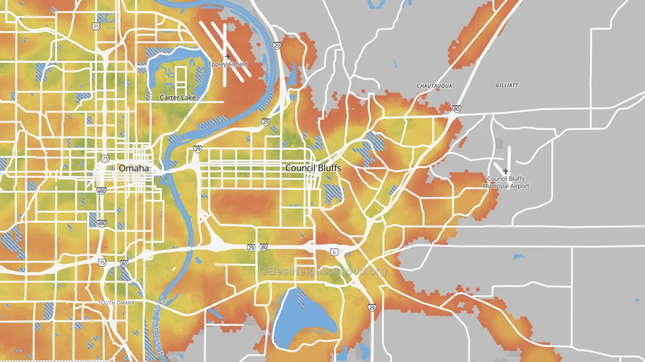 Bike Grade map of Council Bluffs, IA