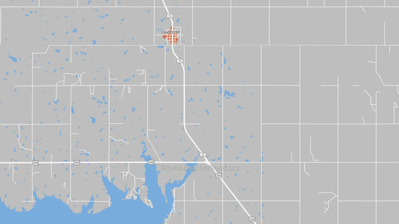 Bike Grade map of Council Hill, OK