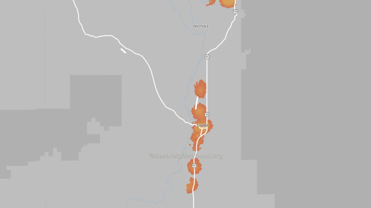 Bike Grade map of Council, ID
