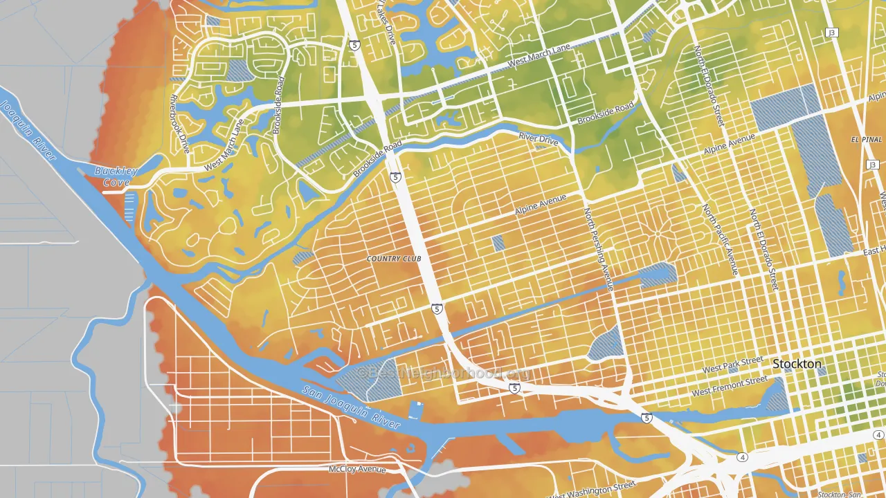 Bike Grade map of Country Club, CA