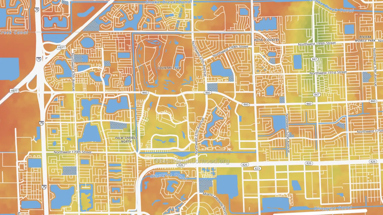 Bike Grade map of Country Club, FL