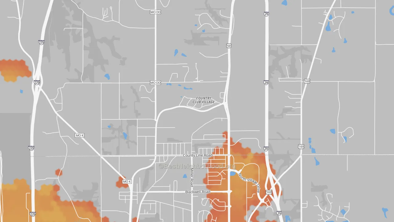 Bike Grade map of Country Club, MO
