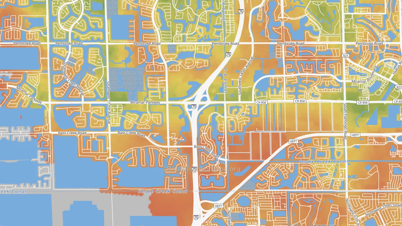 Bike Grade map of Country Lakes, Miramar, FL