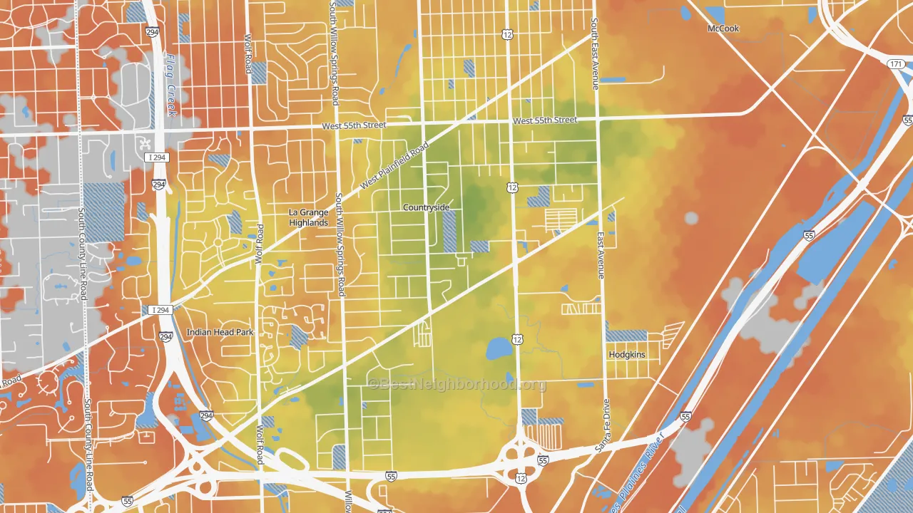 Bike Grade map of Countryside, IL