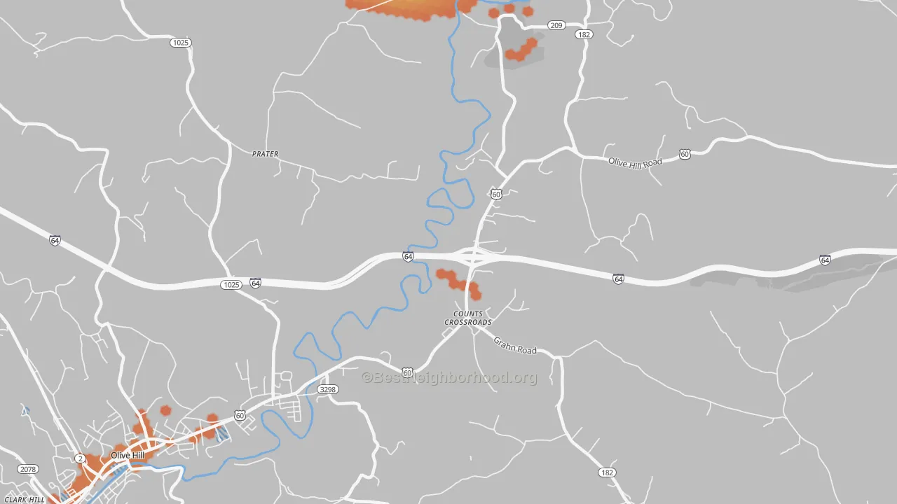 Bike Grade map of Counts Crossroads, KY