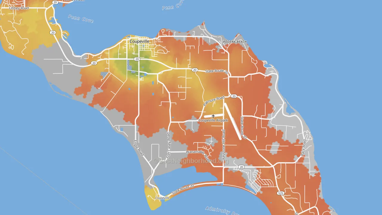 Bike Grade map of Coupeville, WA