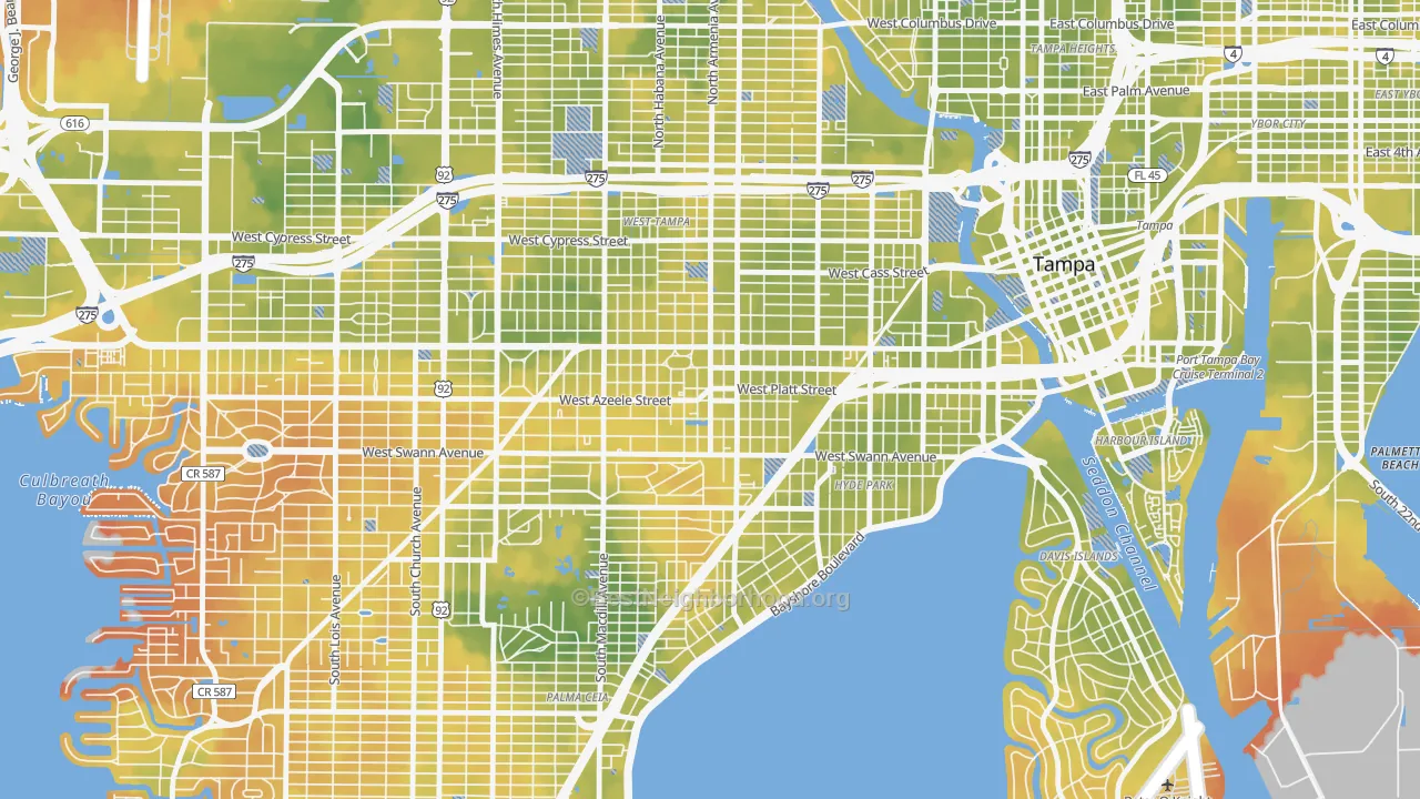 Bike Grade map of Courier City, Tampa, FL