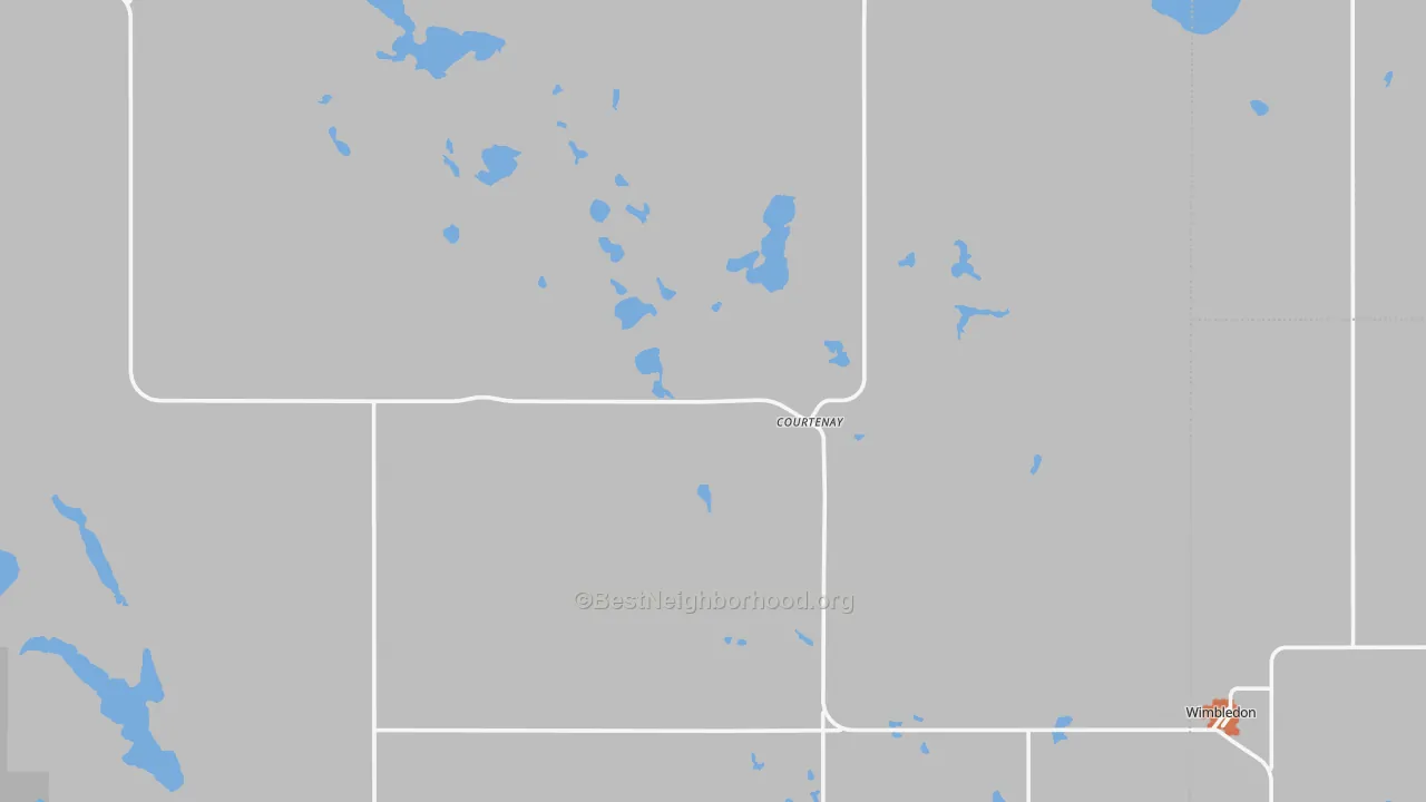 Bike Grade map of Courtenay, ND