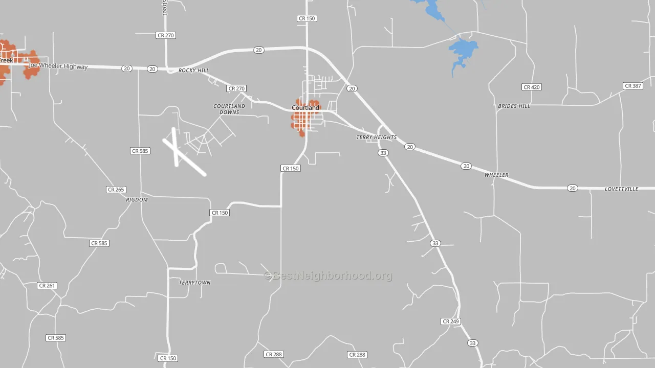 Bike Grade map of Courtland, AL