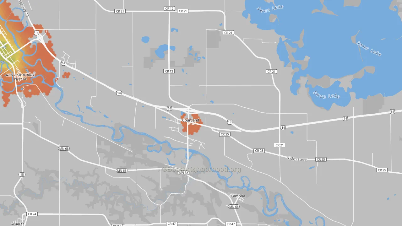 Bike Grade map of Courtland, MN