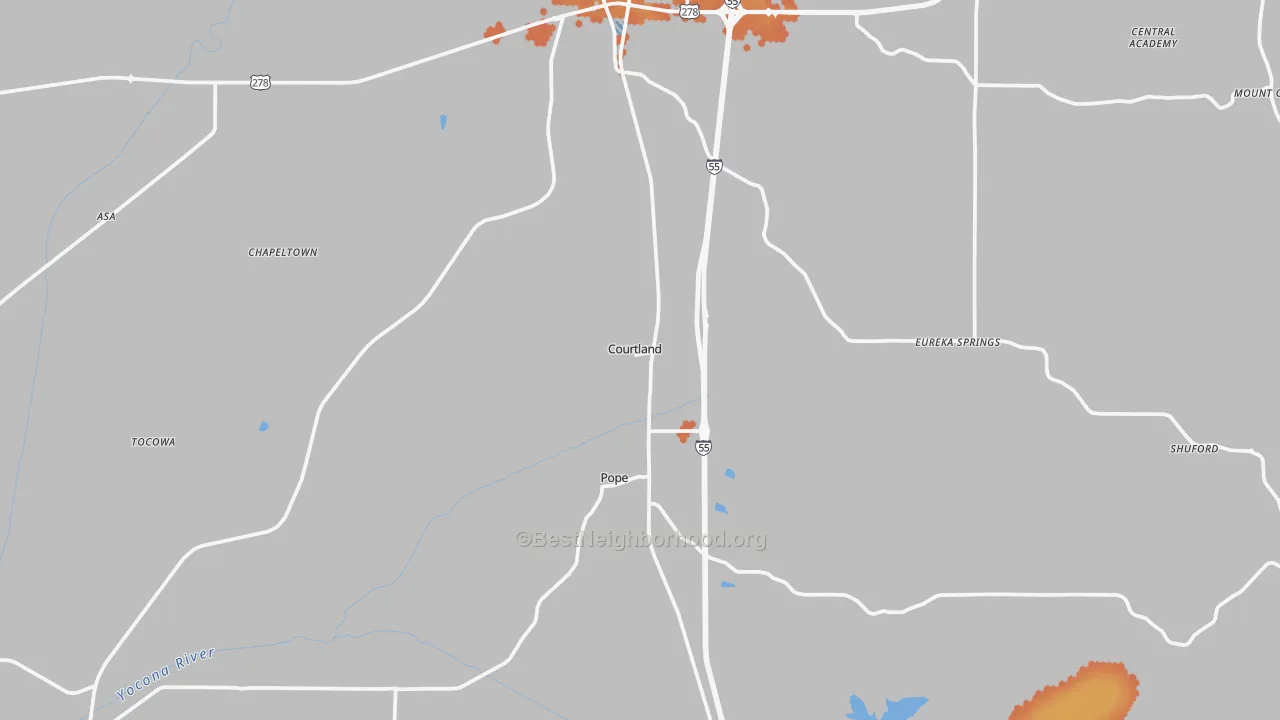 Bike Grade map of Courtland, MS