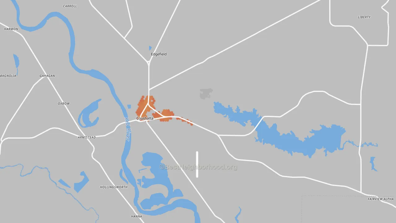Bike Grade map of Coushatta, LA
